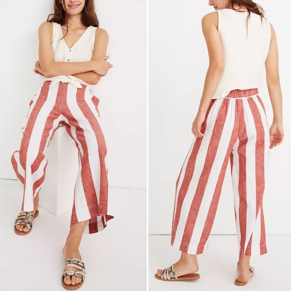 NWT Madewell Huston Pull-On Crop Pants in Bold Stripe